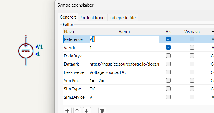 Dobbeltklik på forsyning åbner symbolegenskaber