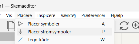 Placer strømsymboler, genvej P