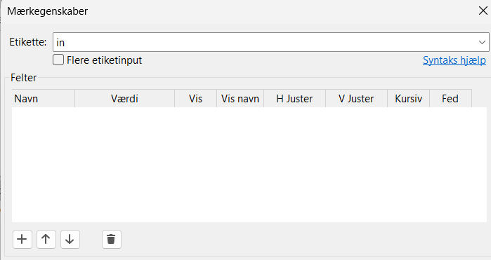 Skriv navnet in i feltet Etikette