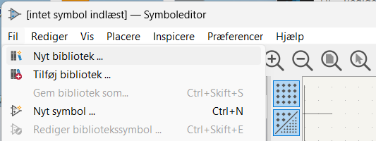 Symbol Editor: Opret nyt bibliotek