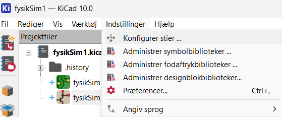 Configure Paths dialog i KiCAD