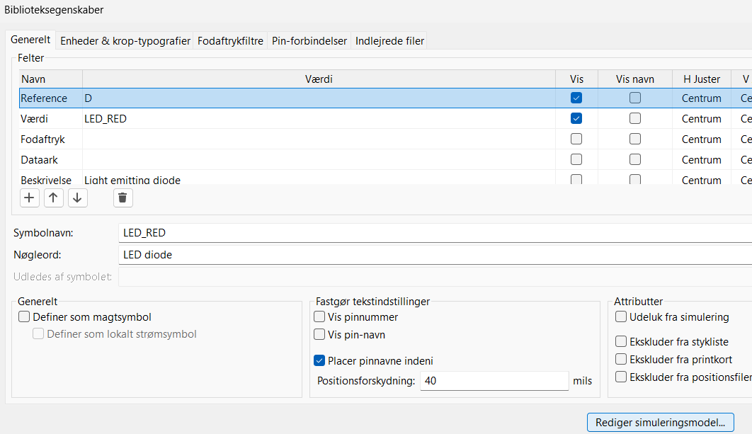 Rediger simuleringsmodel i Symbolegenskaber