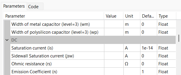 Indstilling af diode-model med IS og N i KiCAD