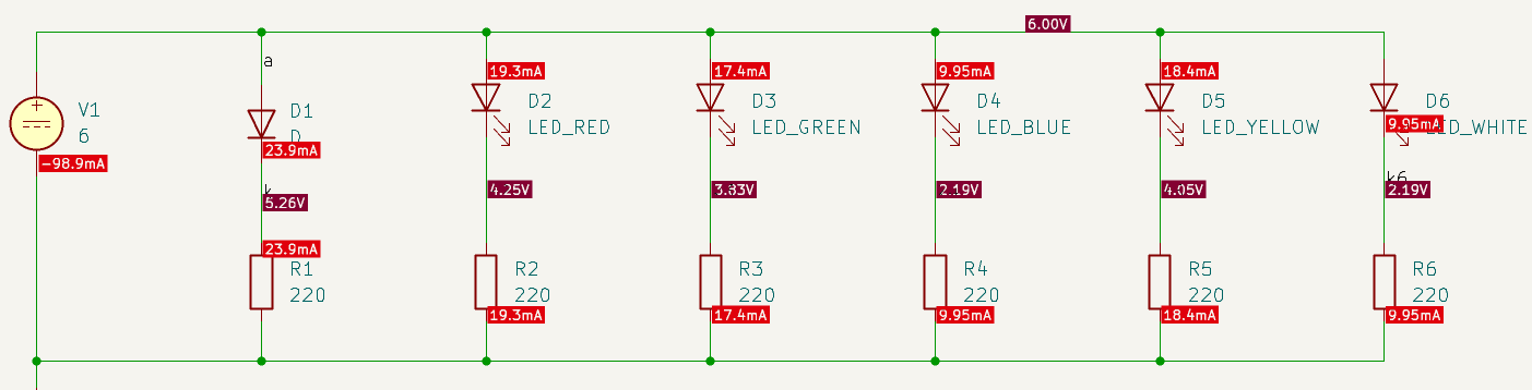 LED-kredsløb med resistor og spændingskilde fra ledsim01