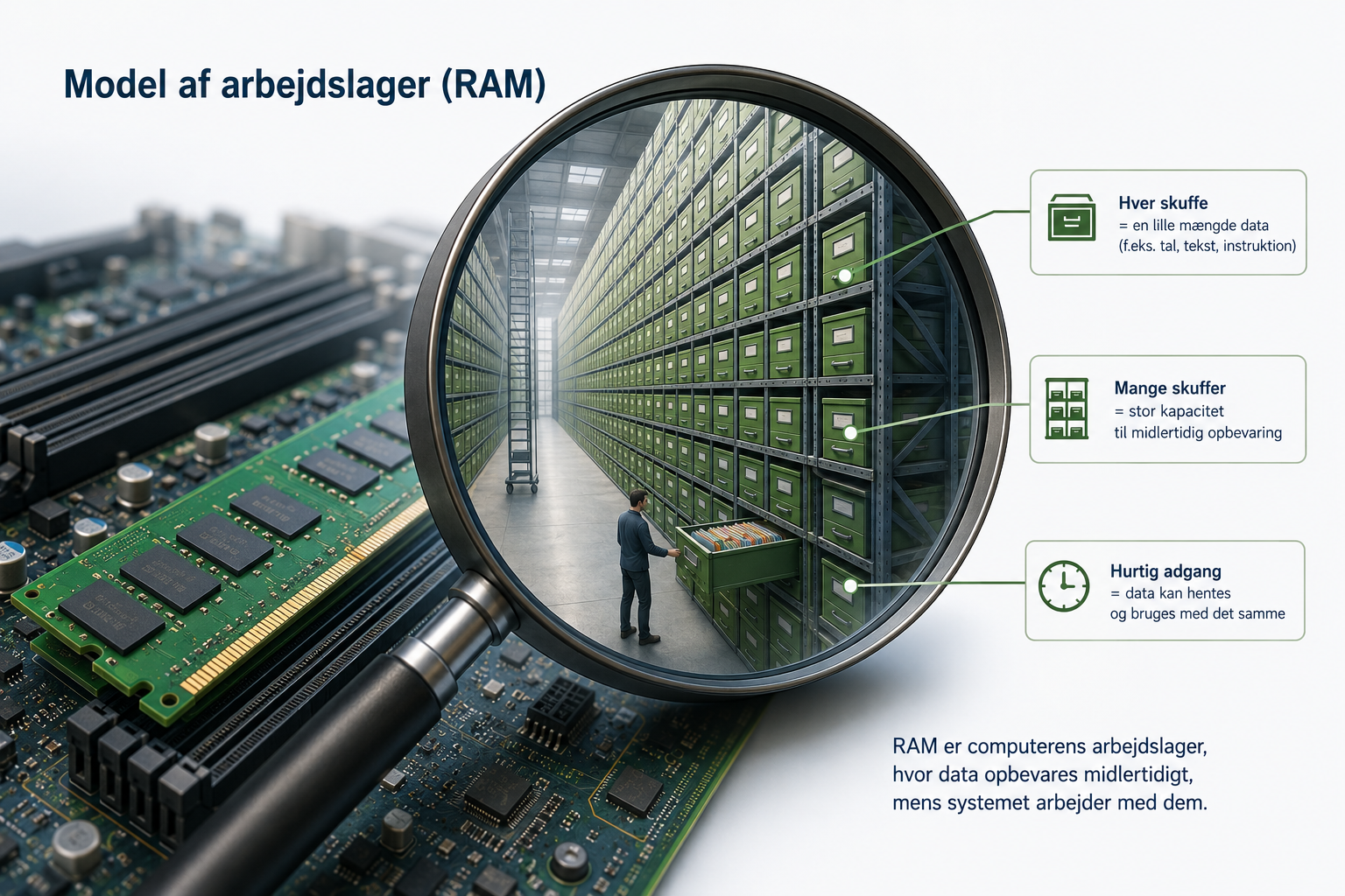 Model af RAM: lagerceller med adresser